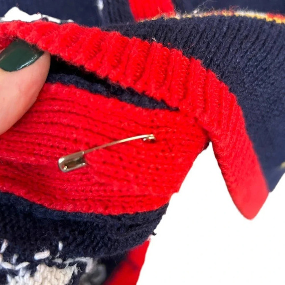 Vintage Patriotic Ugly Sweater Vest Red White Blue America Knit Vest Size Large - Picture 6 of 7